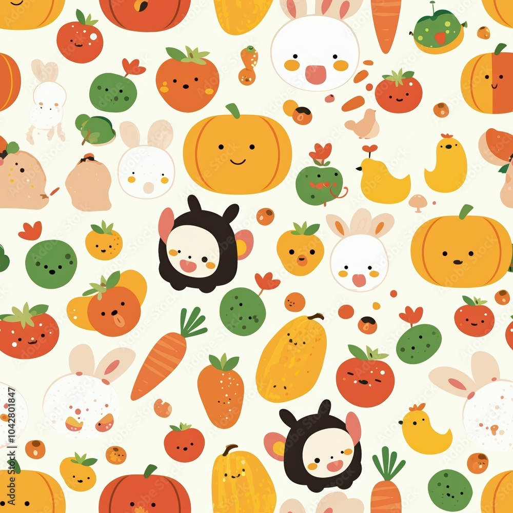 Fototapeta premium Cute Farm Animal Pattern Design for Illustrations