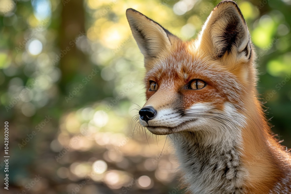 Fototapeta premium A close-up of a fox in a natural setting, showcasing its features and environment.