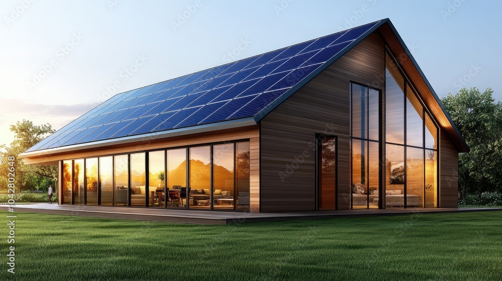 Obraz premium Modern Eco-Friendly Home with Solar Cells