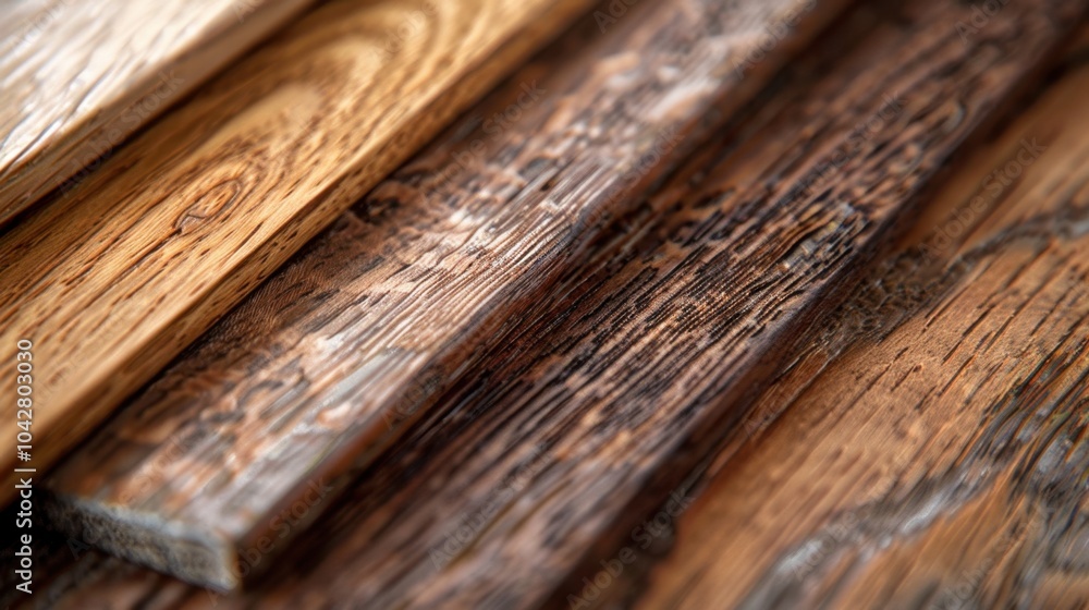 Fototapeta premium Hickory: Known for its density and strength, hickory features a varied grain from pale to reddish-brown, ideal for cabinetry, flooring, and tool handles. 