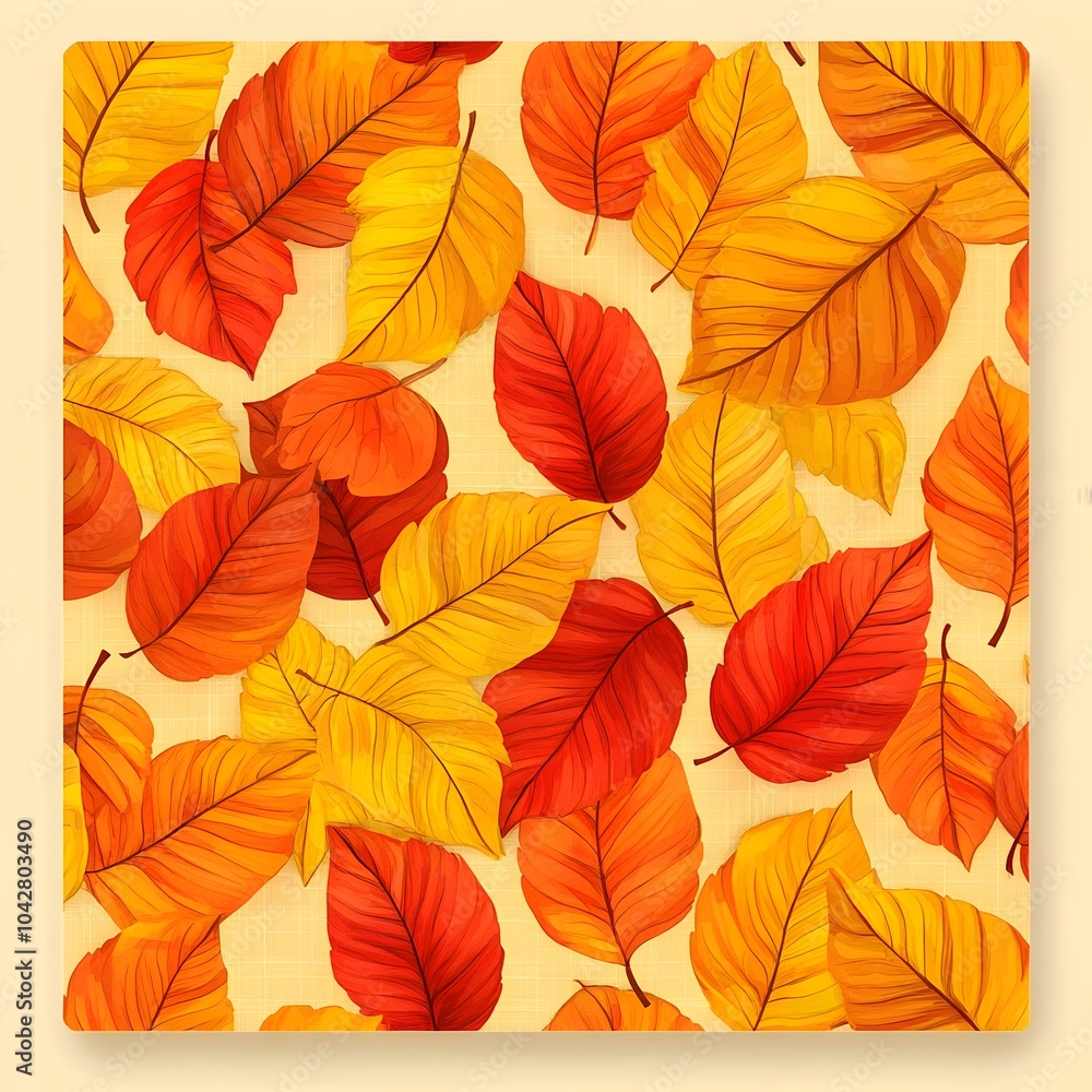 Obraz premium Seamless Autumn Leaf Pattern on Plain Background for Gift Wrap and Printable Designs