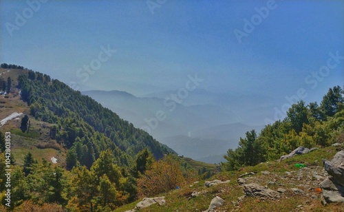 Beautiful view of layers of mountains in the horizon