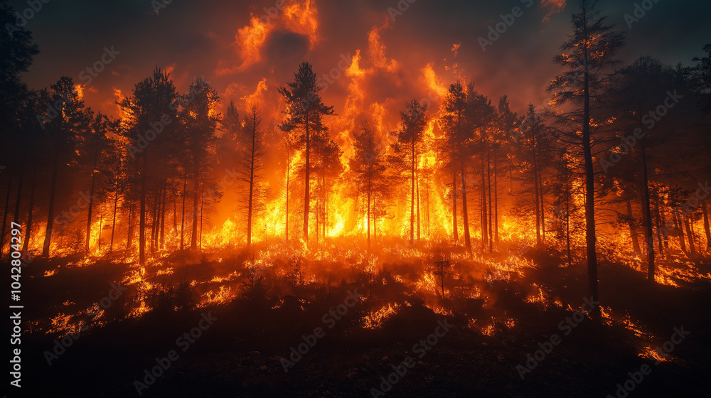 Night forest fire Night forest fire