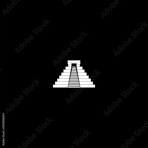 Aztec pyramid icon isolated on dark background