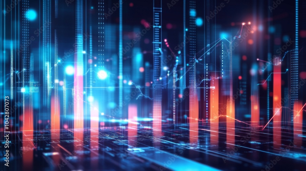 Abstract Data Visualization with Blue and Orange Bars Abstract Data Visualization with Blue and Orange Bars