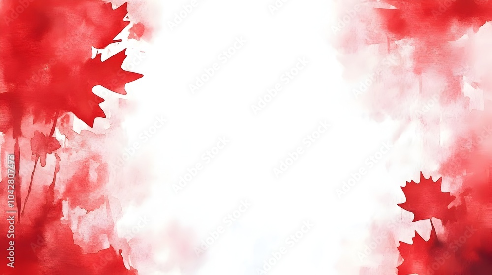 Vibrant Watercolor Canadian Flag with Ample Copy Space Vibrant Watercolor Canadian Flag with Ample Copy Space