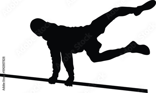 Parkour silhouette illustration. People jump pose full body.