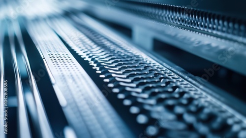 An extreme close-up of a next-generation DNA sequencing nanopore array, showing high-throughput genetic analysis capabilities, Genomics technology style photo