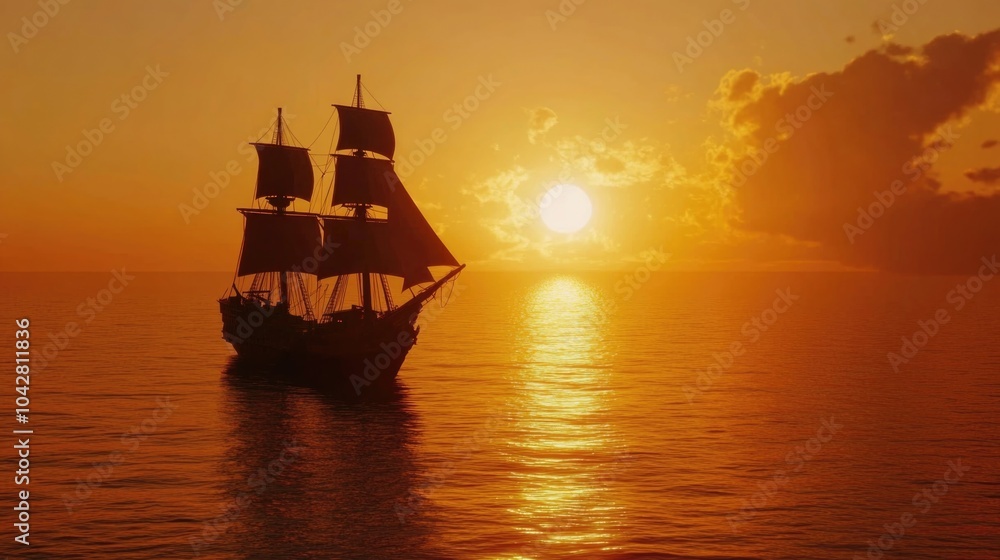 Fototapeta premium Sailboat Ocean Sunset