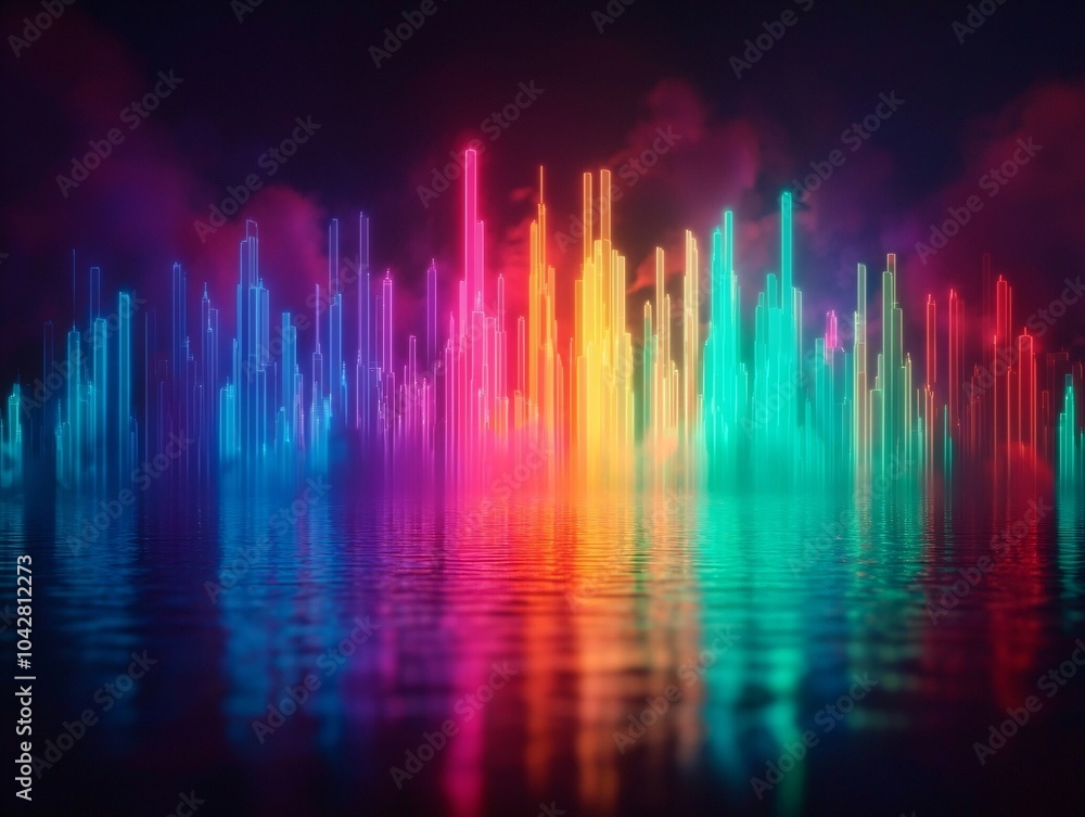 Vibrant neon skyline reflections a stunning display of colorful cityscapes illuminated by light and water in a dreamlike atmosphere Vibrant neon skyline reflections a stunning display of colorful cityscapes illuminated by light and water in a dreamlike atmosphere
