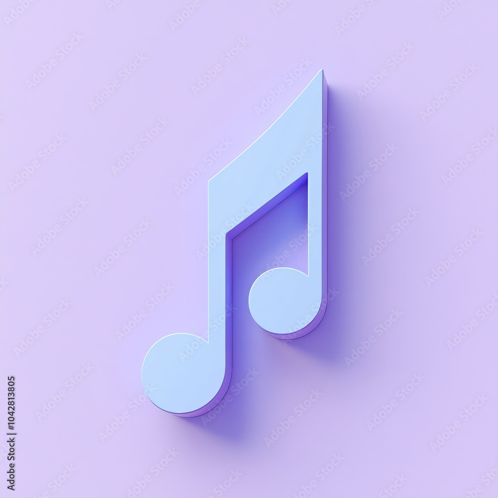 Musical note icon on pastel purple background Musical note icon on pastel purple background