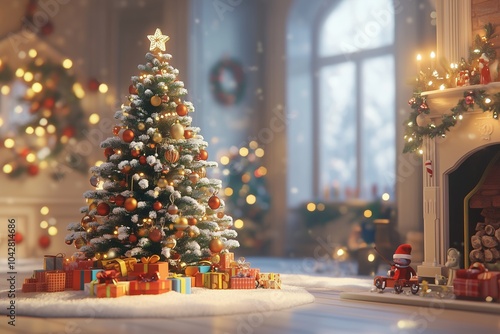 Wallpaper Mural christmas tree in 3d by generative ai Torontodigital.ca