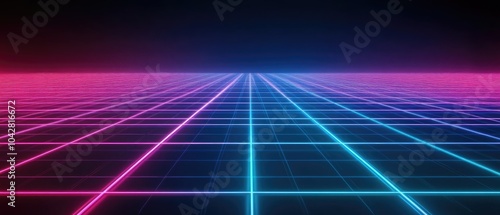 Futuristic Neon Grid with Retro Lighting Effects