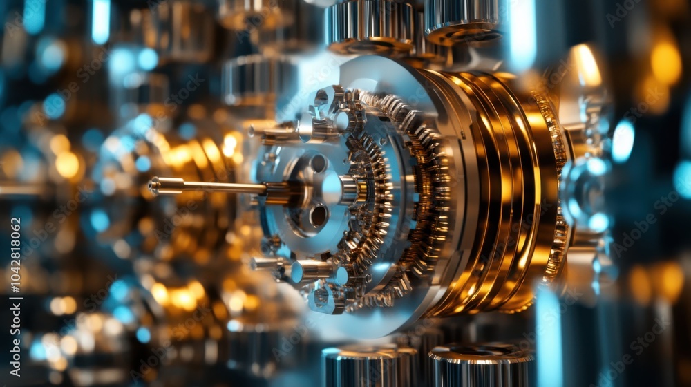 An extreme close-up of a quantum cryptography key distribution system in a cybersecurity research facility, Cybersecurity style, photo of An extreme close-up of a quantum cryptography key distribution system in a cybersecurity research facility, Cybersecurity style, photo of