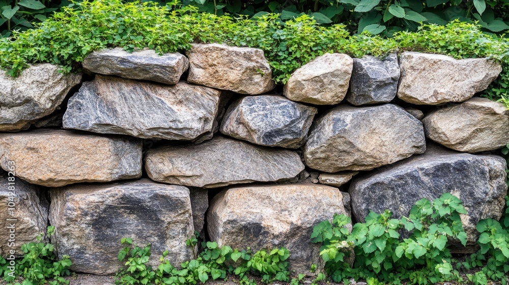 Large Rough Stone Wall with Uneven Boulders Large Rough Stone Wall with Uneven Boulders