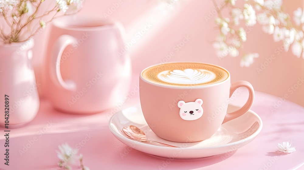Cute Cappuccino in a Stylish Studio Setting Cute Cappuccino in a Stylish Studio Setting