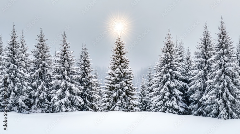 Snowy Forest Scene with Tall Pine Trees Snowy Forest Scene with Tall Pine Trees