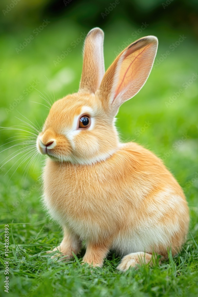 Orange Rabbit on Lush Green Field Orange Rabbit on Lush Green Field