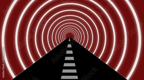 A futuristic tunel corridor illuminated by red lights, suggesting a sci-fi environment