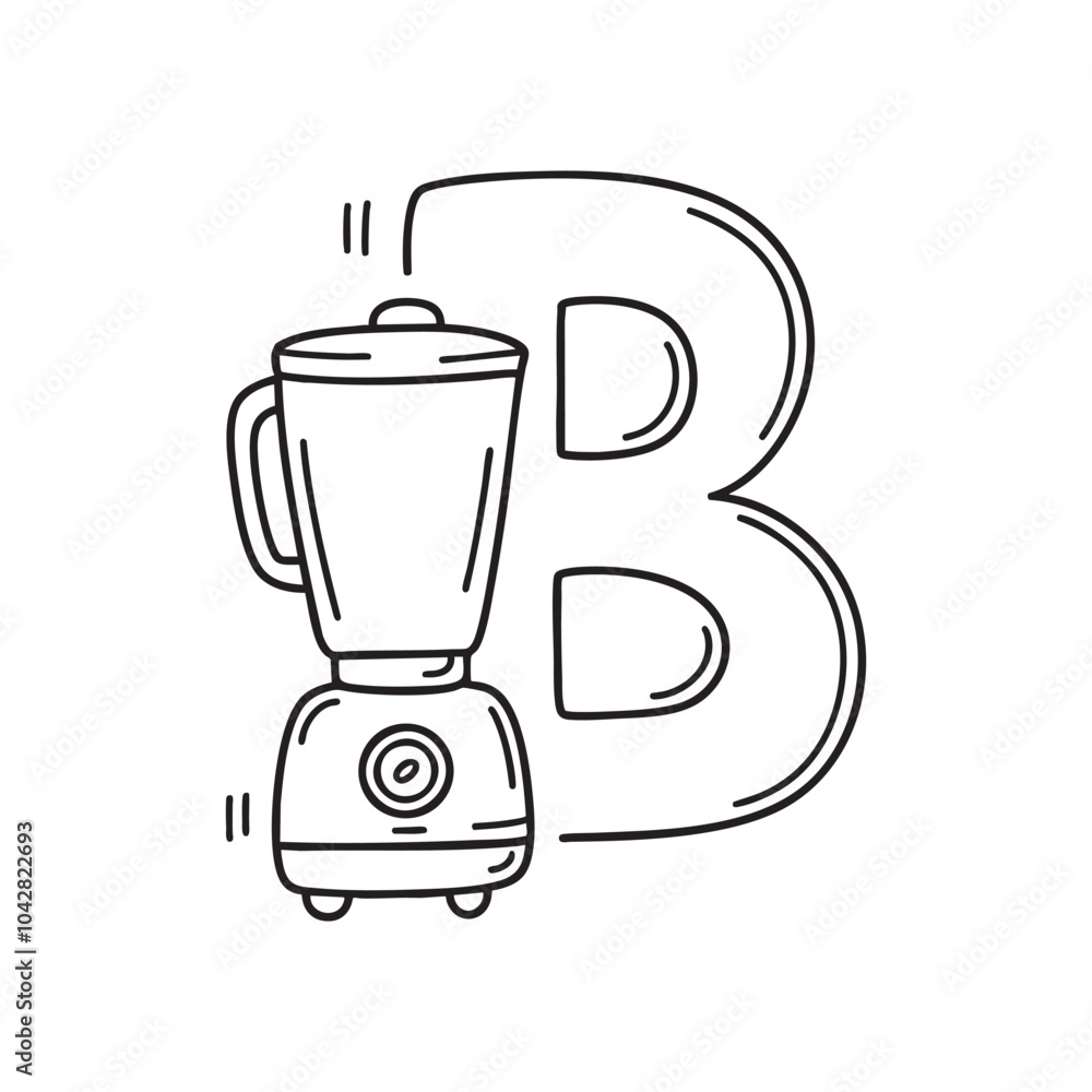 An illustration of a blender beside letter B An illustration of a blender beside letter B