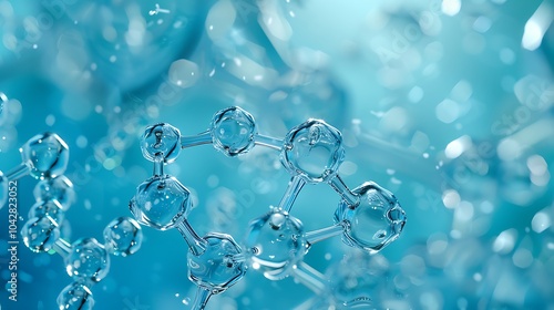 Cellular structure of hydroxide of sodium on azure backdrop