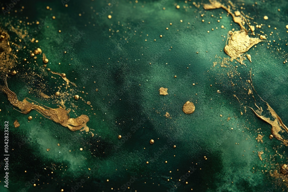 Obraz premium Green surface with gold paint