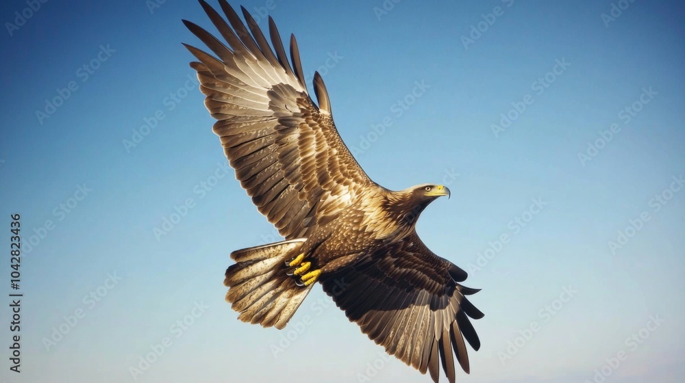 Fototapeta premium Majestic Eagle in Flight Against Clear Sky