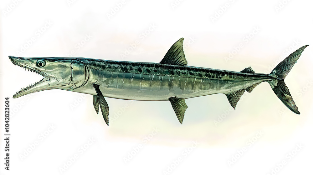 Naklejka premium A barracuda isolated on a white background.