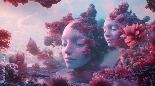 Interconnected Emotional Avatars in a Vibrant Digital Utopia photo