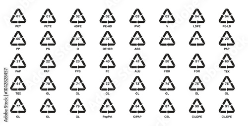Plastic recycle code vector on white background.