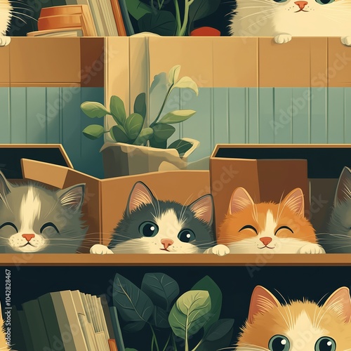 Playful Pets Hidden in a Cozy Seamless Pattern