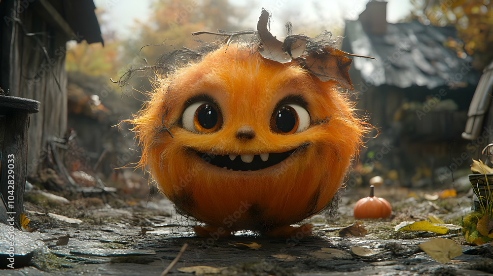 Fuzzy Pumpkin Character Illustration Fuzzy Pumpkin Character Illustration