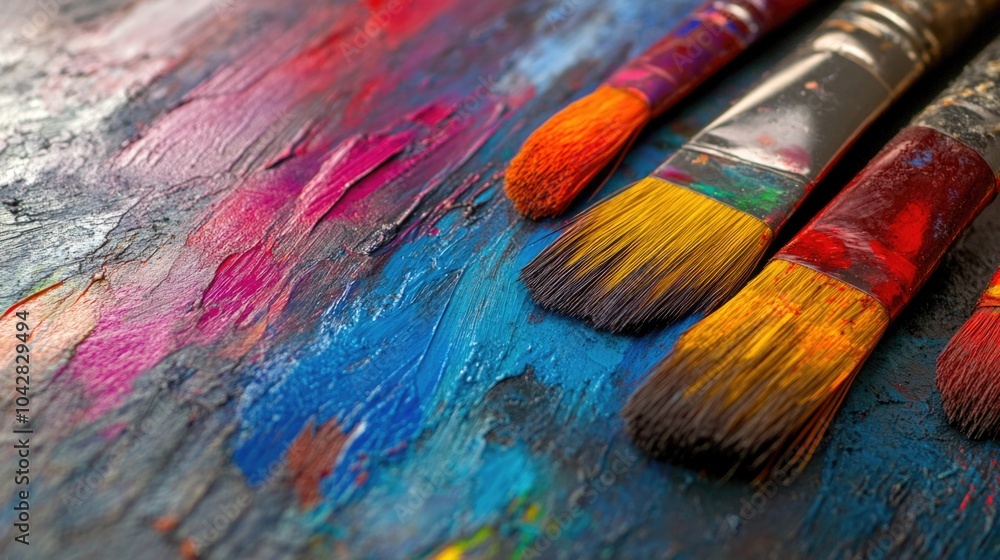 Obraz premium Paint Brushes Close Up