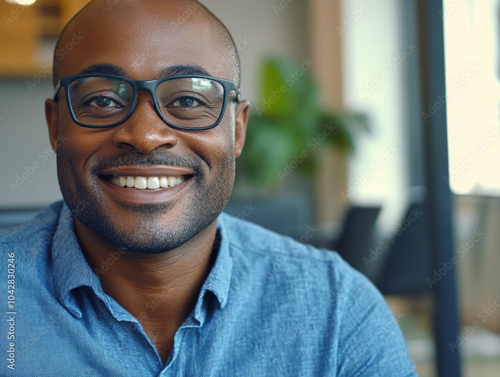Fototapeta premium Man with Glasses Smiling