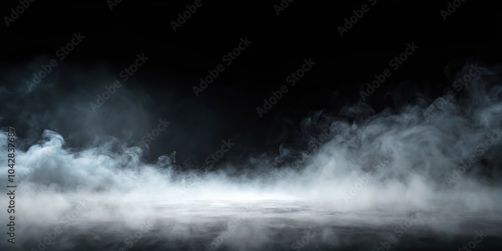 Fototapeta premium Foggy black background with empty space