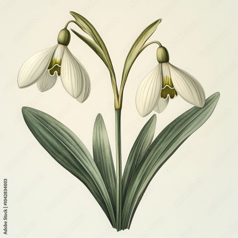 Fototapeta premium Detailed Illustration of Snowdrop Flower