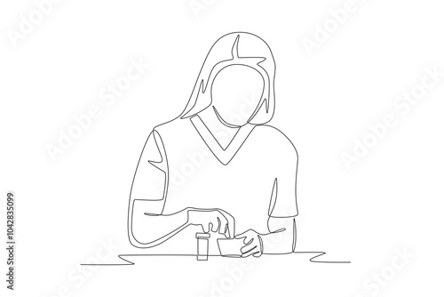 Pharmacist crushing medicine. Pharmaceutical companies concept one-line drawing