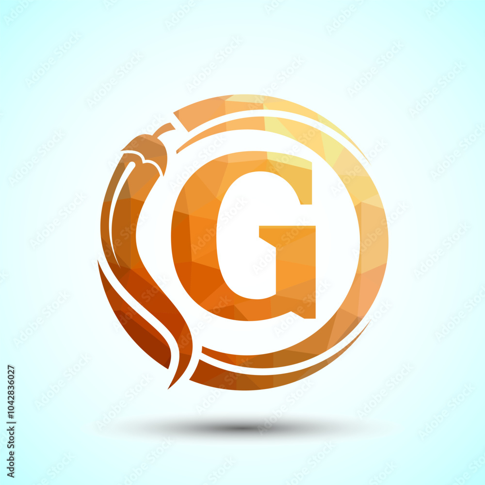 English Alphabet G With Red Chilli Logo Design. Low Poly Graphic Alphabet Symbol For Corporate Business English Alphabet G With Red Chilli Logo Design. Low Poly Graphic Alphabet Symbol For Corporate Business
