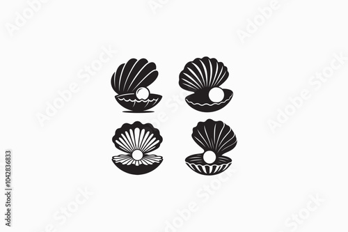 A Clam vector silhouette image made by adobe illustrator.eps