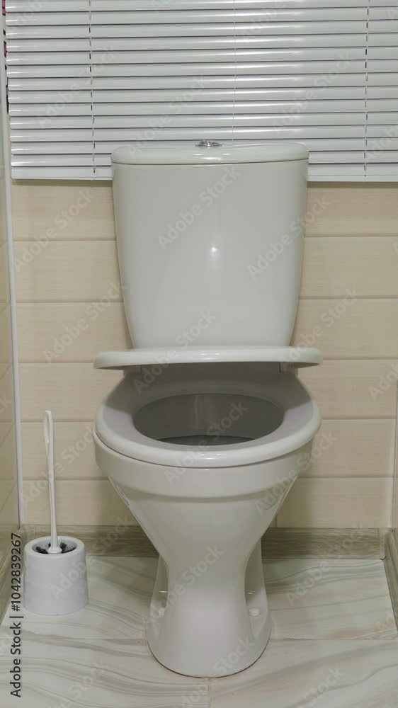 The toilet lid in the toilet opens on its own The toilet lid in the toilet opens on its own