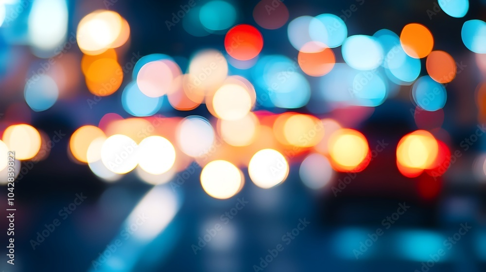 Vibrant Traffic Bokeh with Clear Center Space for Text Vibrant Traffic Bokeh with Clear Center Space for Text