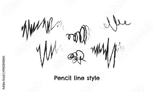 鉛筆ギザギザぐるぐる　【Pencil line style/Jagged,
round and round 】