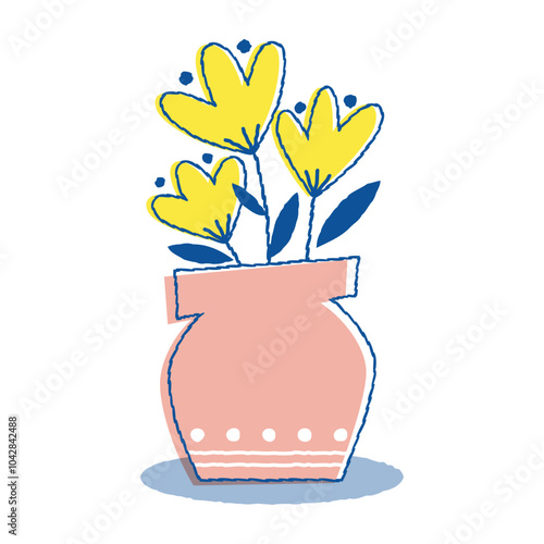 花瓶に生けられた花のイラスト