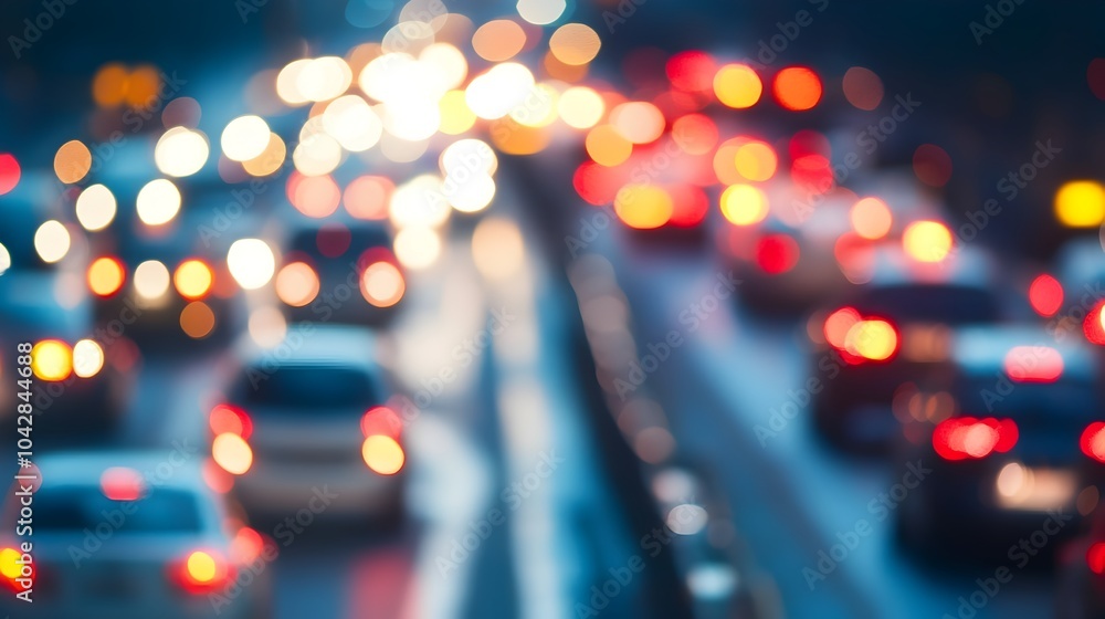 Blurred traffic bokeh with bright glowing lights in a busy city at night Blurred traffic bokeh with bright glowing lights in a busy city at night