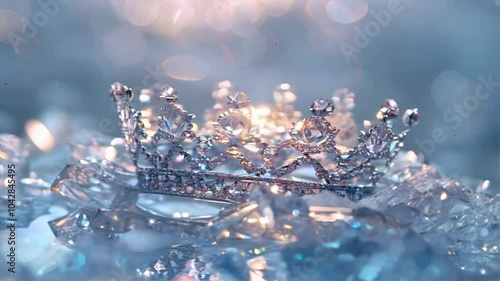 Sparkling tiara and shimmering crystals embody luxury and elegance, creating celebration of beauty and fashion that sparkles with every glance.