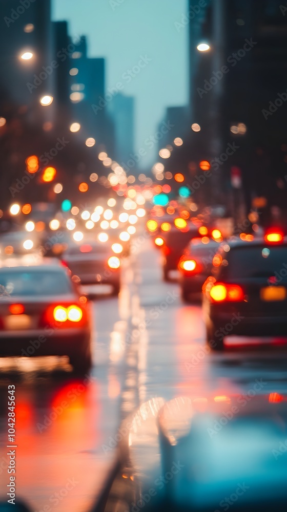 Vibrant Cityscape with Blurred Traffic Lights and Illuminated Vehicles at Night in the Urban Landscape Vibrant Cityscape with Blurred Traffic Lights and Illuminated Vehicles at Night in the Urban Landscape
