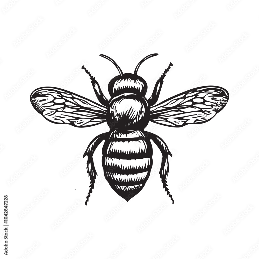 Obraz premium Vintage Illustration of a Detailed Bee Design