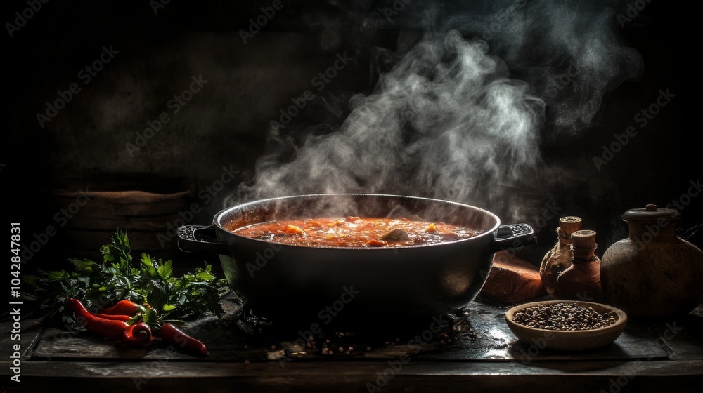 Aromatic Stew Cooking in Traditional Pot Aromatic Stew Cooking in Traditional Pot