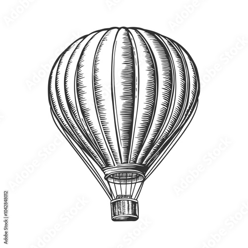 Vintage Hot Air Balloon in Engraved Style