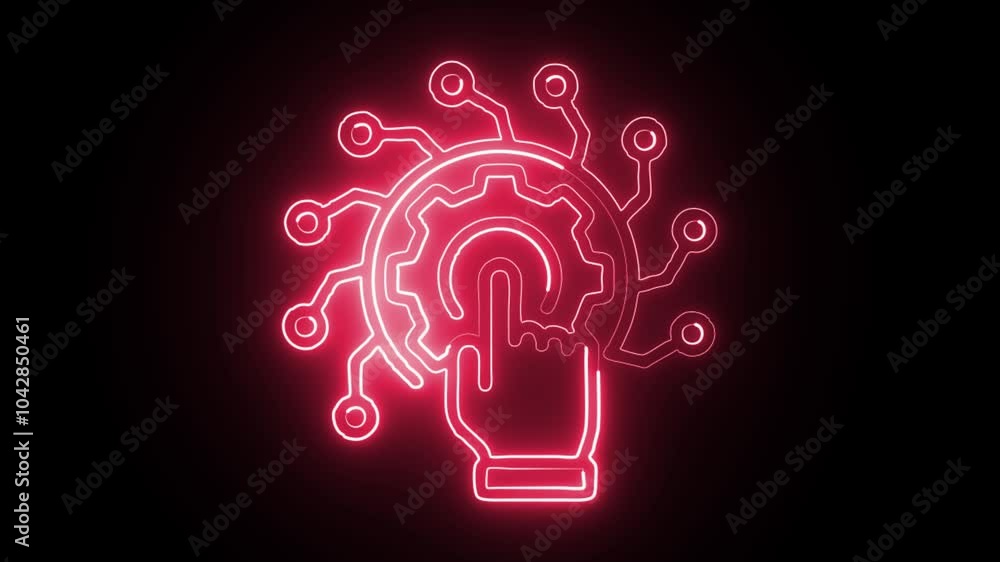 glowing neon digitalization icon isolated on black background. HD video motion graphic animation glowing neon digitalization icon isolated on black background. HD video motion graphic animation